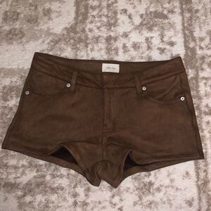 Brown Faux Suede Festival Micro Shorts Size 5